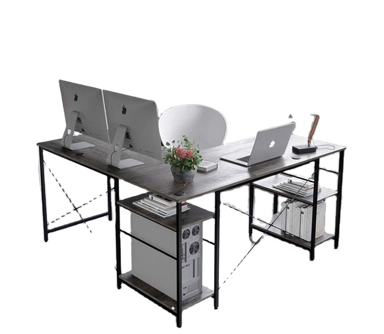  L shaped desk with reversible panels, assemble long or short panel on the right or left, office computer table desk